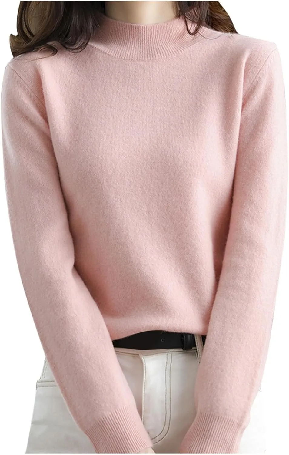Sweater for Women Long Sleeve High Neck Knitted Pullover Plain Fall Tops Spring Loose Fit Knit Oversized Turtleneck Tunic