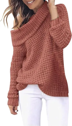 Sweater for Women Long Sleeve High Neck Knitted Pullover Plain Fall Tops Trendy Tunic Outwear Autumn Spring Casual Warm