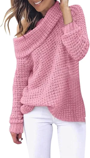 Sweater for Women Long Sleeve High Neck Knitted Pullover Plain Fall Tops Trendy Tunic Outwear Autumn Spring Casual Warm
