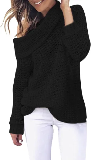 Sweater for Women Long Sleeve High Neck Knitted Pullover Plain Fall Tops Trendy Tunic Outwear Autumn Spring Casual Warm