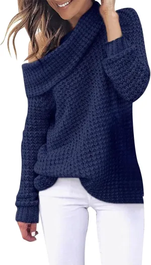 Sweater for Women Long Sleeve High Neck Knitted Pullover Plain Fall Tops Trendy Tunic Outwear Autumn Spring Casual Warm