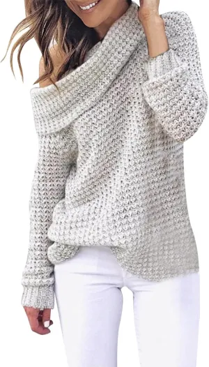 Sweater for Women Long Sleeve High Neck Knitted Pullover Plain Fall Tops Trendy Tunic Outwear Autumn Spring Casual Warm