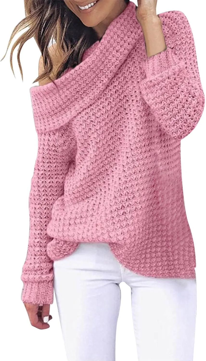 Sweater for Women Long Sleeve High Neck Knitted Pullover Plain Fall Tops Trendy Tunic Outwear Autumn Spring Casual Warm