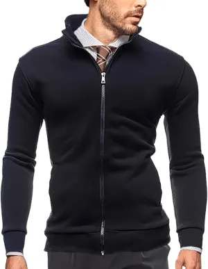 Sweaters for Men Cardigan Sweatshirt Hoodless Zip Up Jacket High Neck Lightweight Sueter Para Hombres
