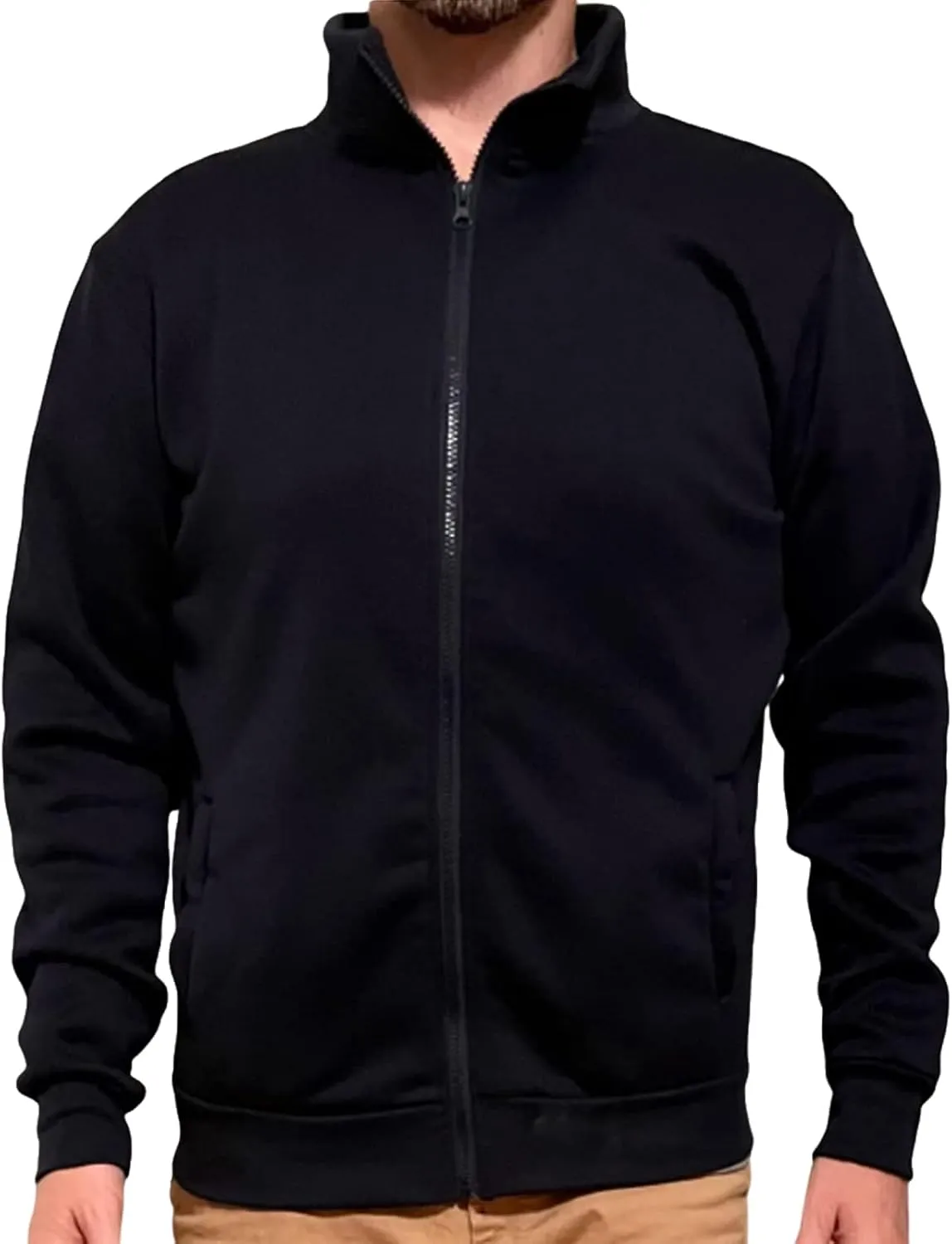 Sweaters for Men Cardigan Sweatshirt Hoodless Zip Up Jacket High Neck Lightweight Sueter Para Hombres
