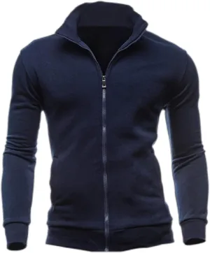 Sweaters for Men Cardigan Sweatshirt Hoodless Zip Up Jacket High Neck Lightweight Sueter Para Hombres