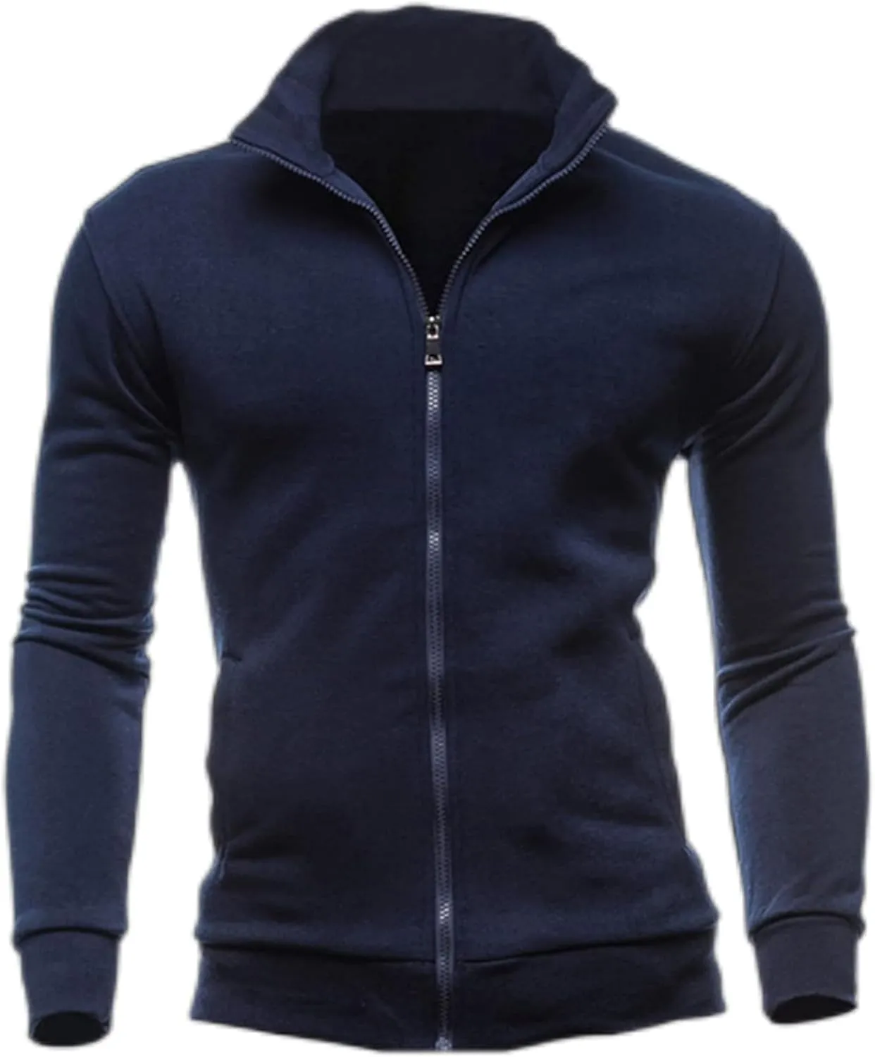 Sweaters for Men Cardigan Sweatshirt Hoodless Zip Up Jacket High Neck Lightweight Sueter Para Hombres