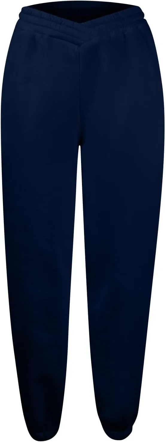 Sweatpants Women Baggy Crossover Waist Cotton Sweatpants Casual Joggers with Pockets Fleece Lined Cotton Joggers