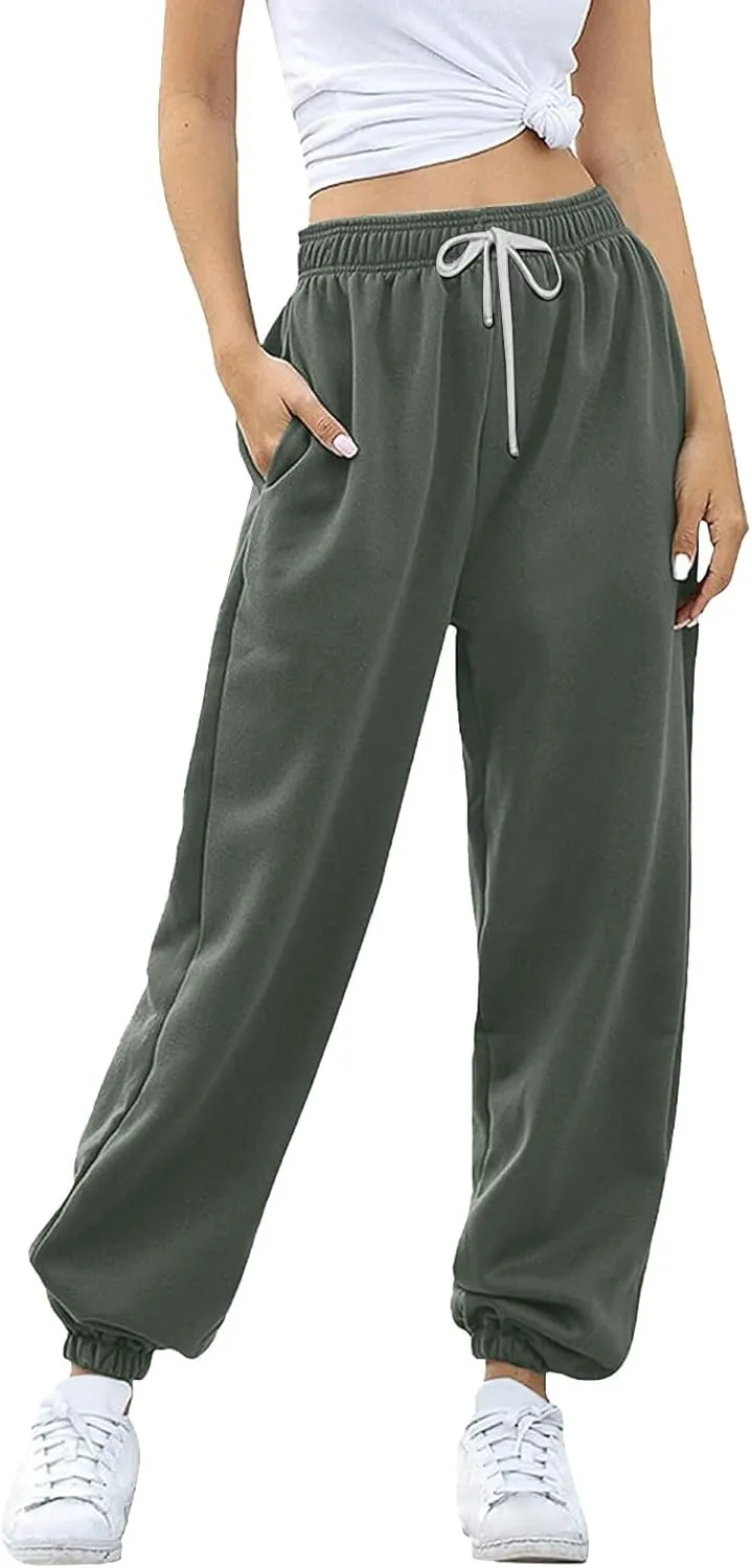 Sweatpants Women Cinch Bottom Baggy High Waisted Sweat Pants Casual Joggers Y2k Aesthetic Warm Trousers with Pockets