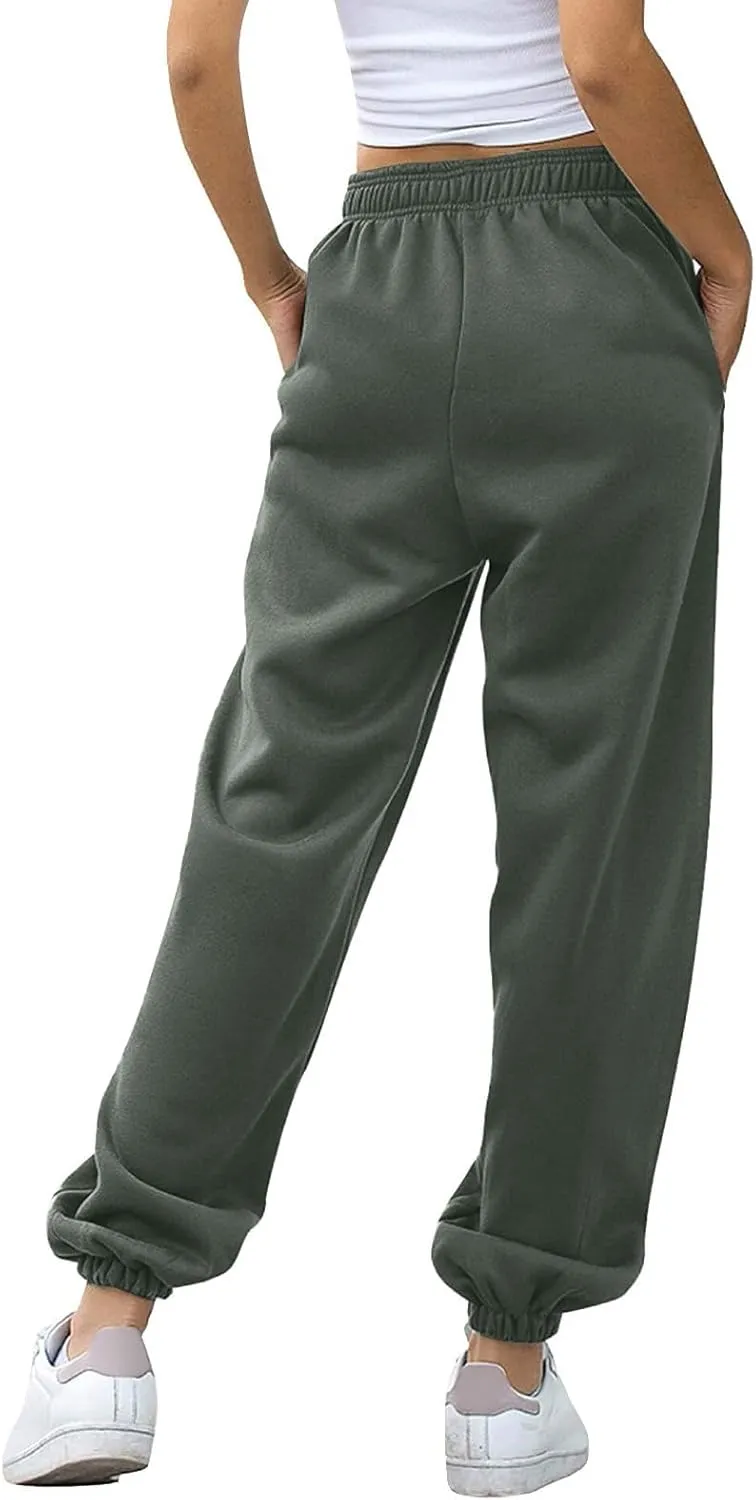 Sweatpants Women Cinch Bottom Baggy High Waisted Sweat Pants Casual Joggers Y2k Aesthetic Warm Trousers with Pockets