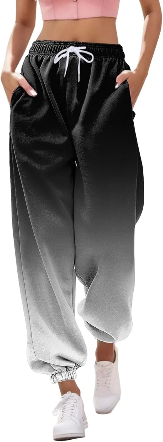 Sweatpants Women Cinch Bottom Baggy High Waisted Sweat Pants Casual Joggers Y2k Aesthetic Warm Trousers with Pockets
