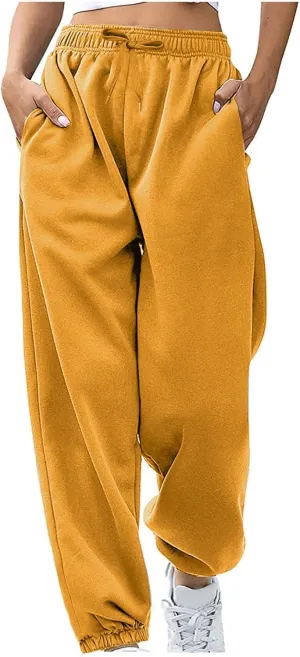 Sweatpants Women High Waisted Lounge Pants with Pockets Cinch Bottom Drawstring Sweatpants Fleece Lined Joggers
