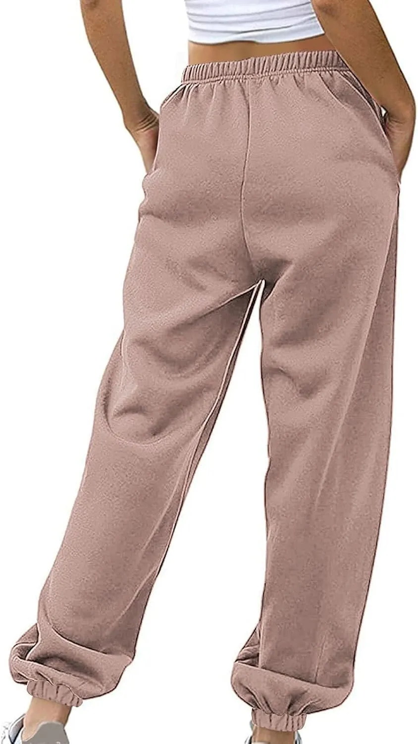Sweatpants Women High Waisted Lounge Pants with Pockets Cinch Bottom Drawstring Sweatpants Fleece Lined Joggers