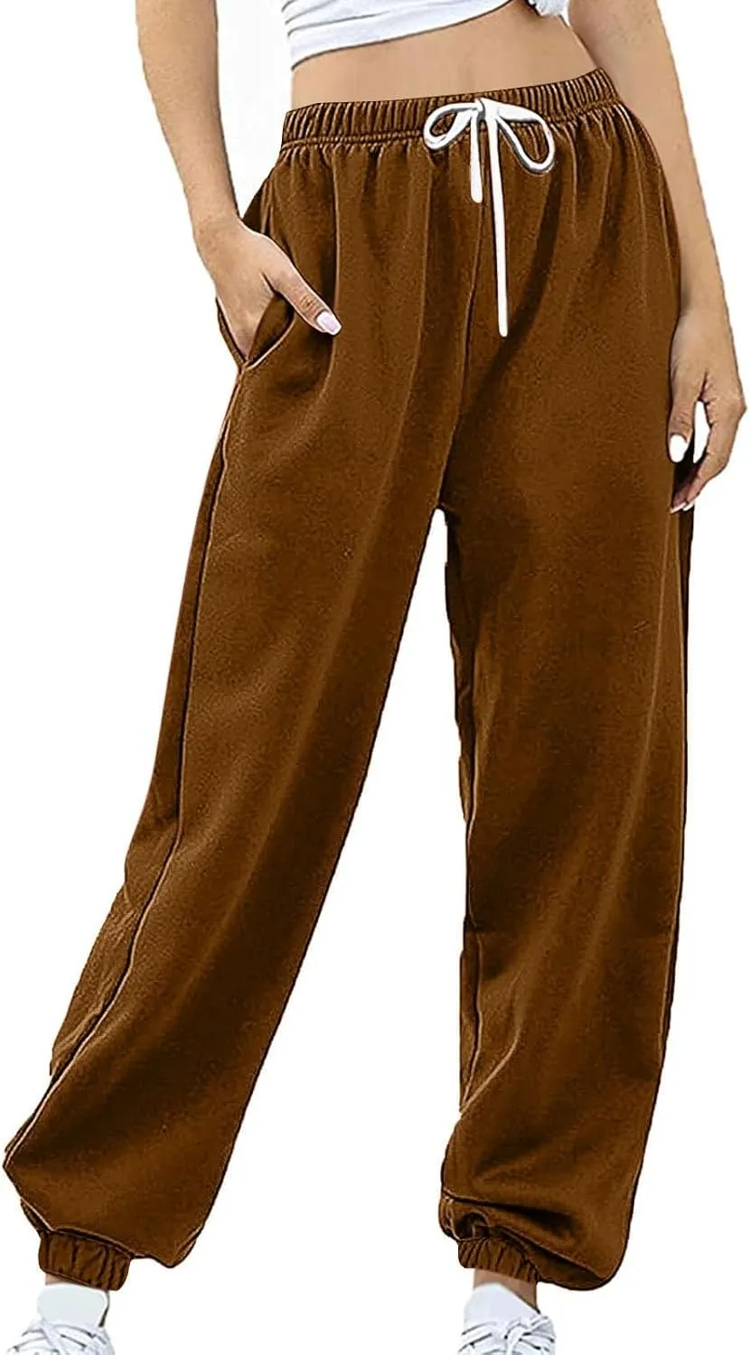 Sweatpants Women High Waisted Lounge Pants with Pockets Cinch Bottom Drawstring Sweatpants Fleece Lined Joggers