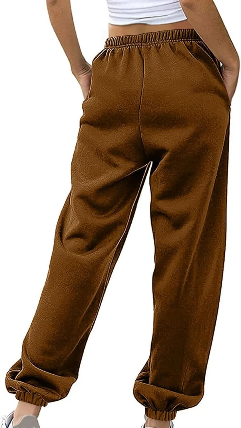 Sweatpants Women High Waisted Lounge Pants with Pockets Cinch Bottom Drawstring Sweatpants Fleece Lined Joggers