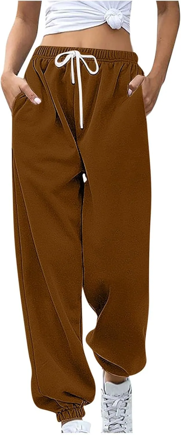 Sweatpants Women High Waisted Lounge Pants with Pockets Cinch Bottom Drawstring Sweatpants Fleece Lined Joggers