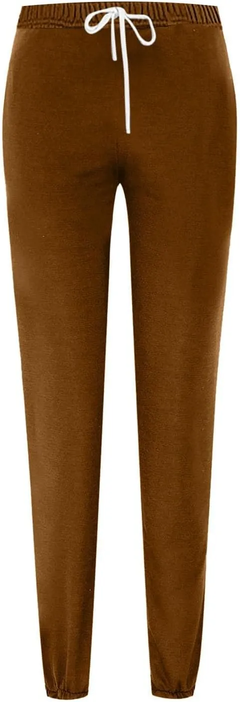 Sweatpants Women High Waisted Lounge Pants with Pockets Cinch Bottom Drawstring Sweatpants Fleece Lined Joggers