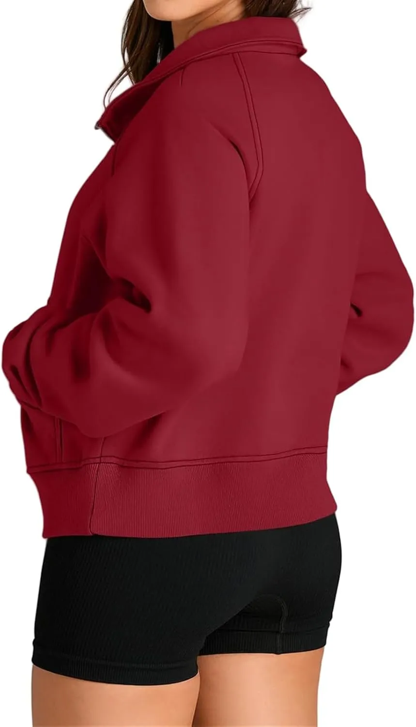 Sweatshirt for Womens Fall Fashion 2024 Half Zip Cropped Sweatshirt Pullover Fleece Quarter Zip Hoodie Thumb Hole