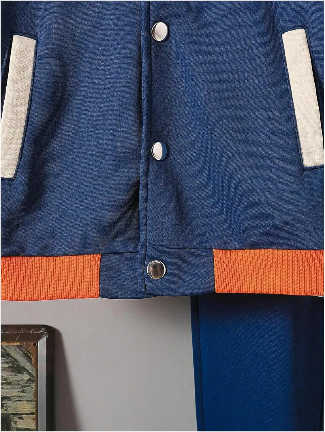 SweatyRocks Boy's 2 Piece Outfits Letter Graphic Colorblock Bomber Jacket and Jogger Sweatpants Set