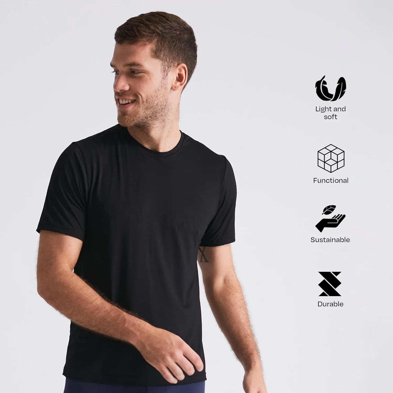 Technological T-Shirt for Men - Odorless Fabric, Quick Dry - Comfortable Fit, Short Sleeve Basic, Workout Shirt