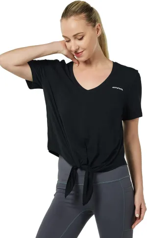 Tie Front Womens T Shirts, Short Sleeves V Neck Tee Tops Athletic Workout Gym Yoga Sweatshirts