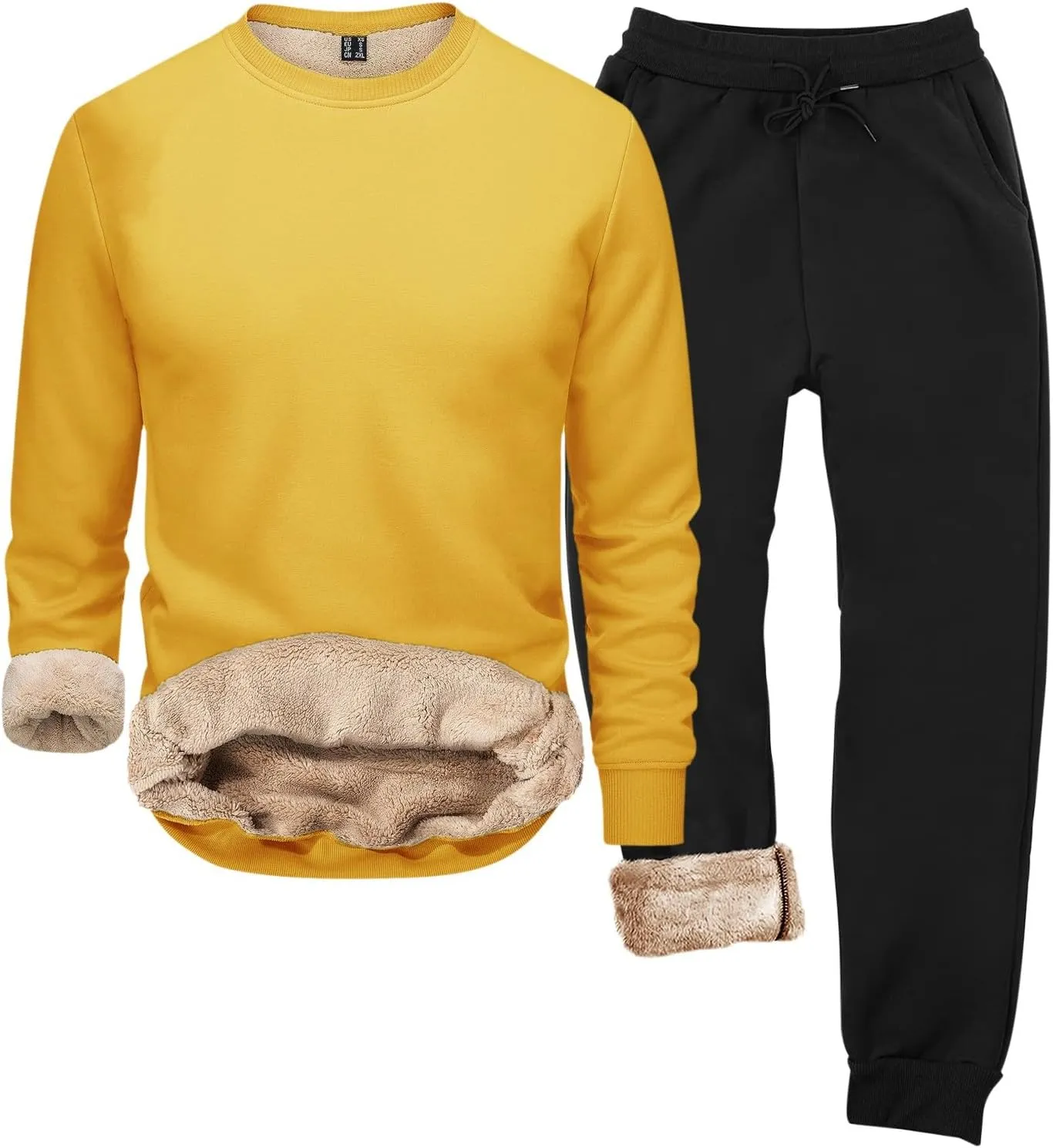 Tracksuit Men Cool Sweatshirts Full Sleeve Mens Zip Jacket Mens Jackets Full Zip Jogging Suit Sets for Men Mens Fleece Lined Hoodies Zip Up Lined Hoodies for Men D-Yellow