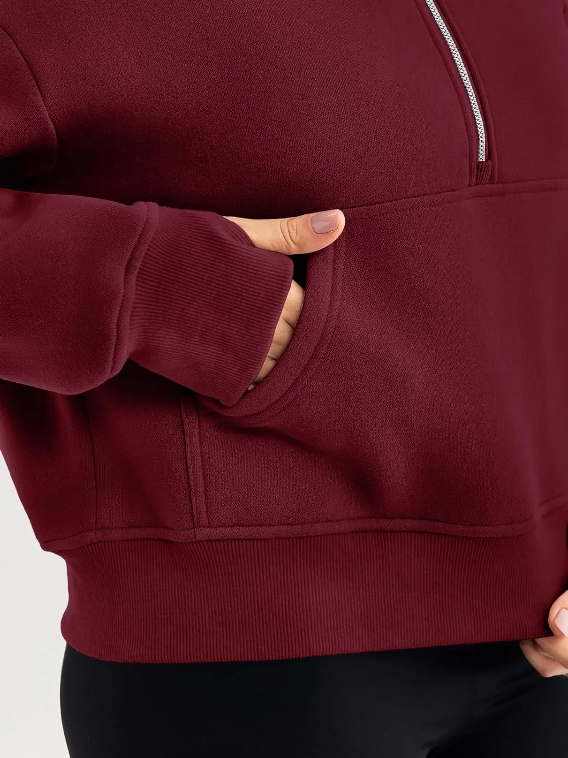 Trendy Queen Womens Hoodies Quarter Half Zip Pullover Oversized Sweatshirts Half With Pockets Fall Clothes