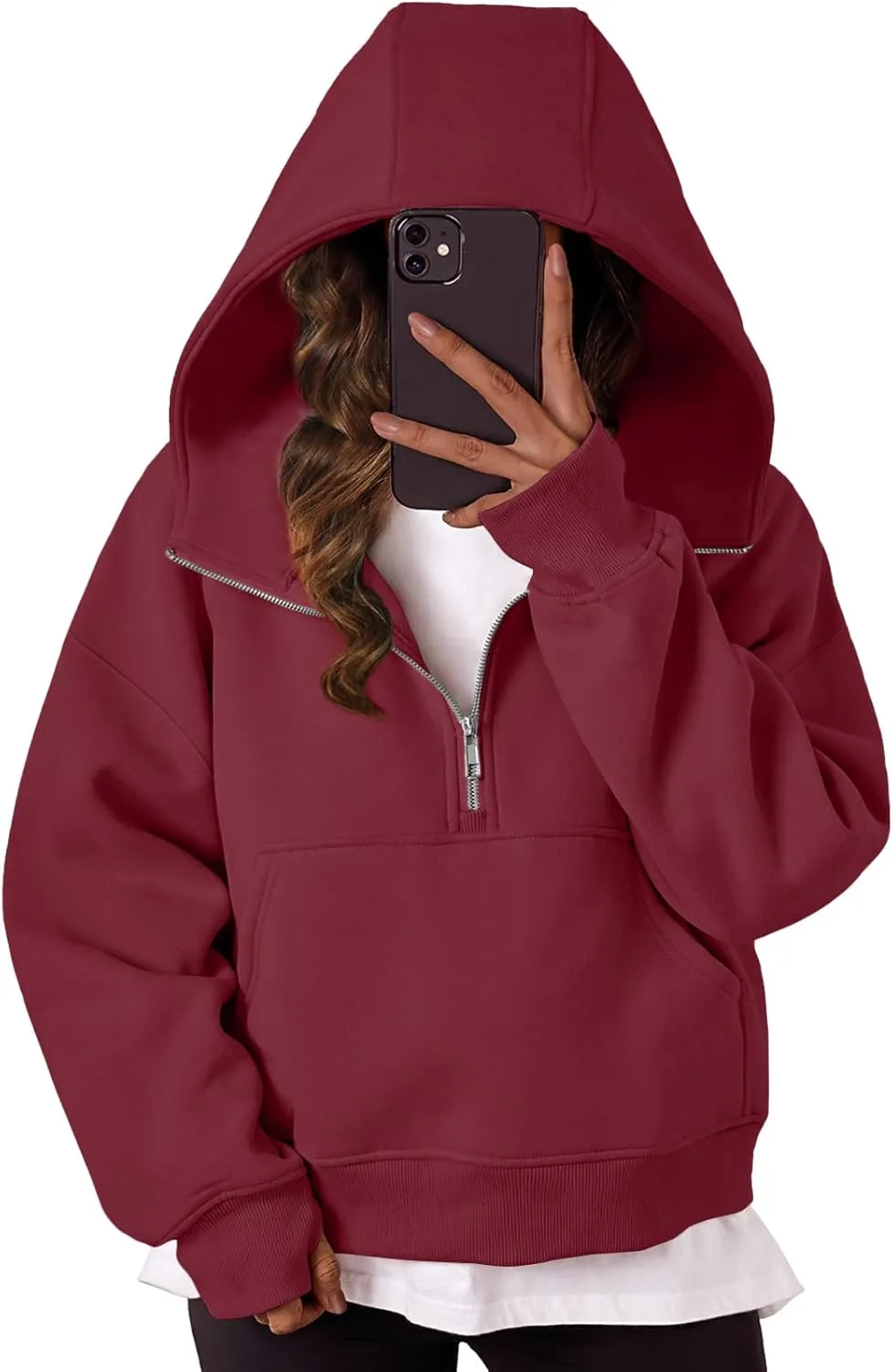 Trendy Queen Womens Hoodies Quarter Half Zip Pullover Oversized Sweatshirts Half With Pockets Fall Clothes