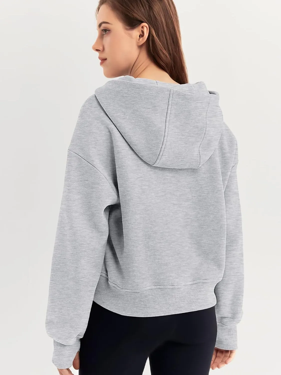 Trendy Queen Womens Hoodies Quarter Half Zip Pullover Oversized Sweatshirts Half With Pockets Fall Clothes
