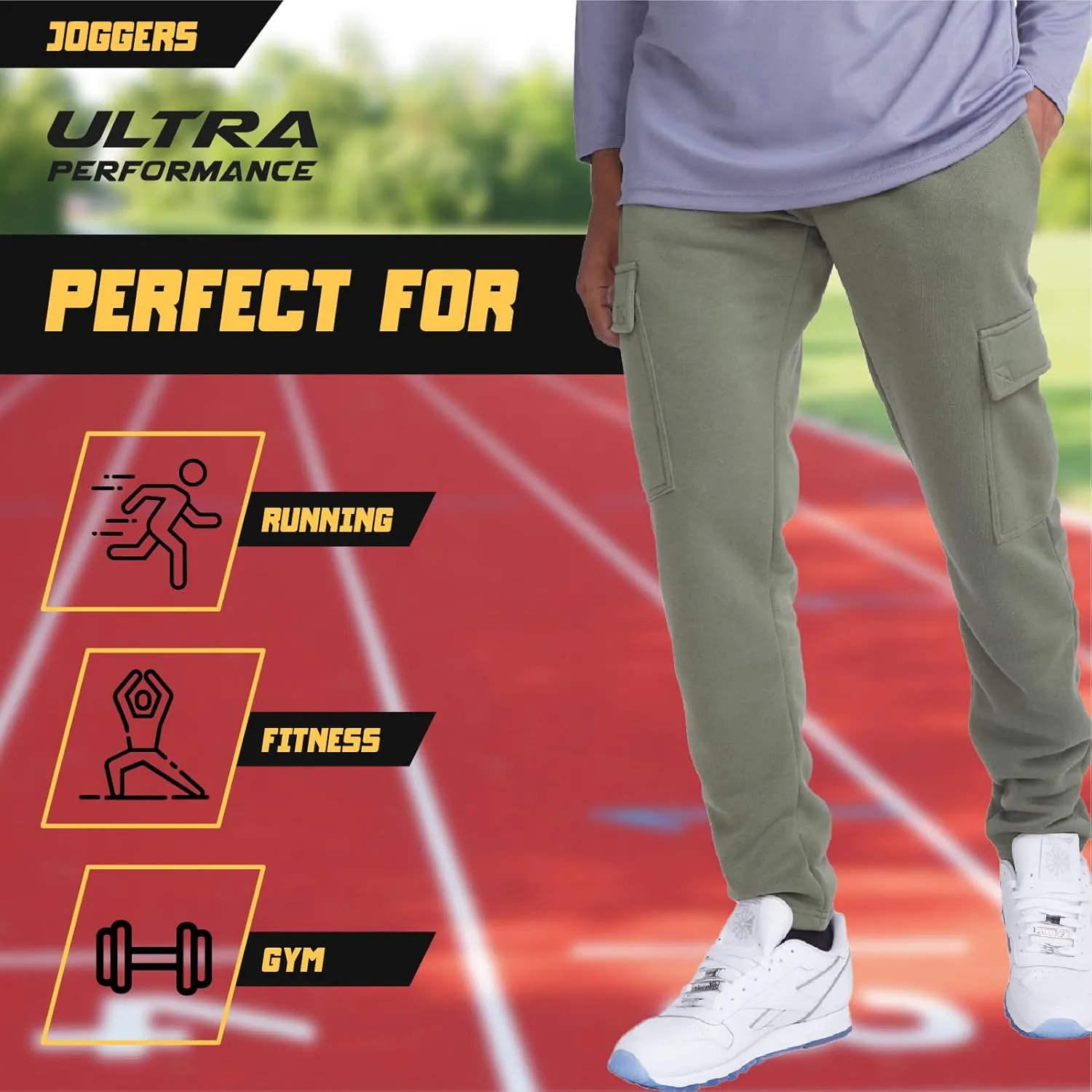 Ultra Performance 3 Pack Mens Open Bottom Sweatpants with Pockets, Casual Sweatpants for Men