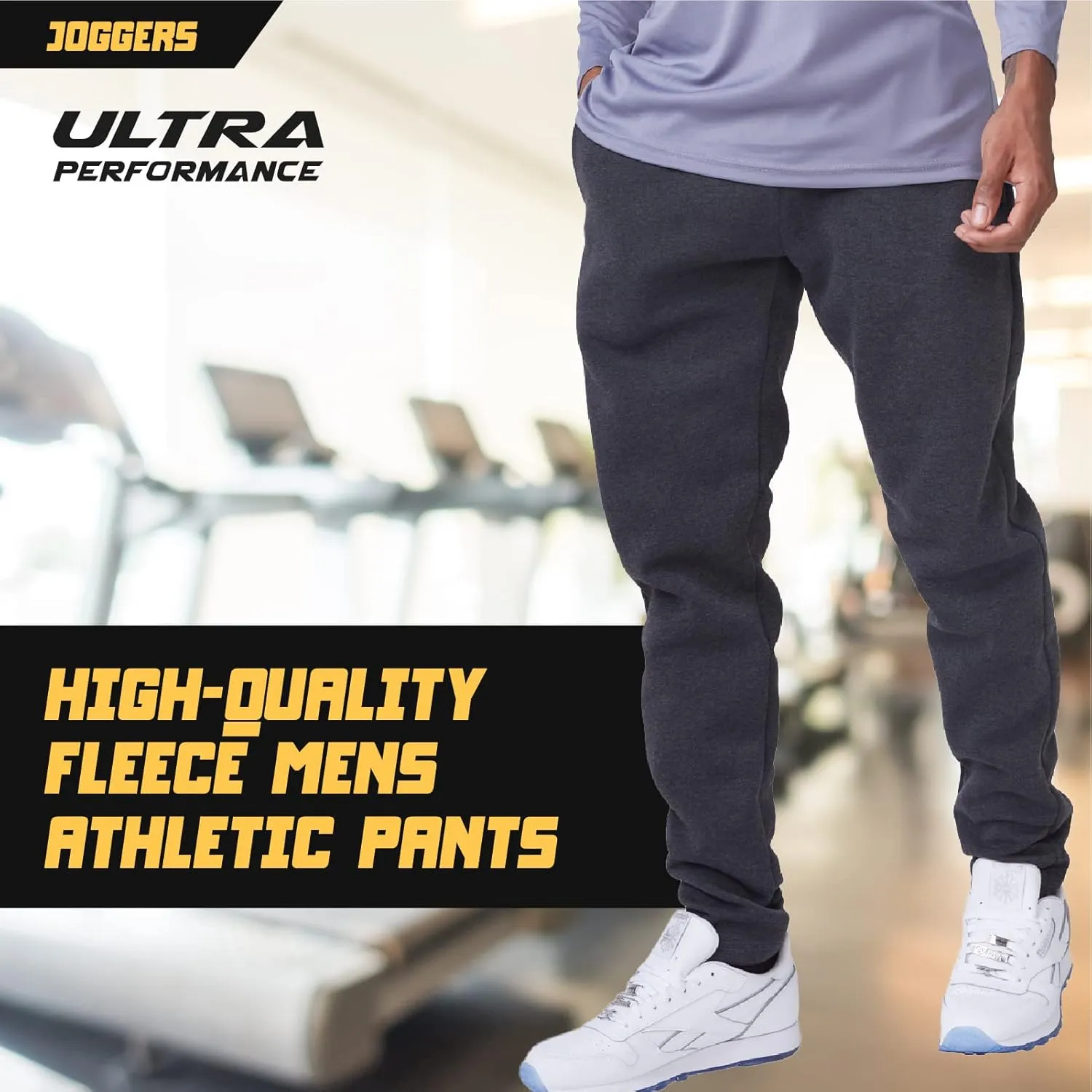 Ultra Performance 3 Pack Mens Open Bottom Sweatpants with Pockets, Casual Sweatpants for Men