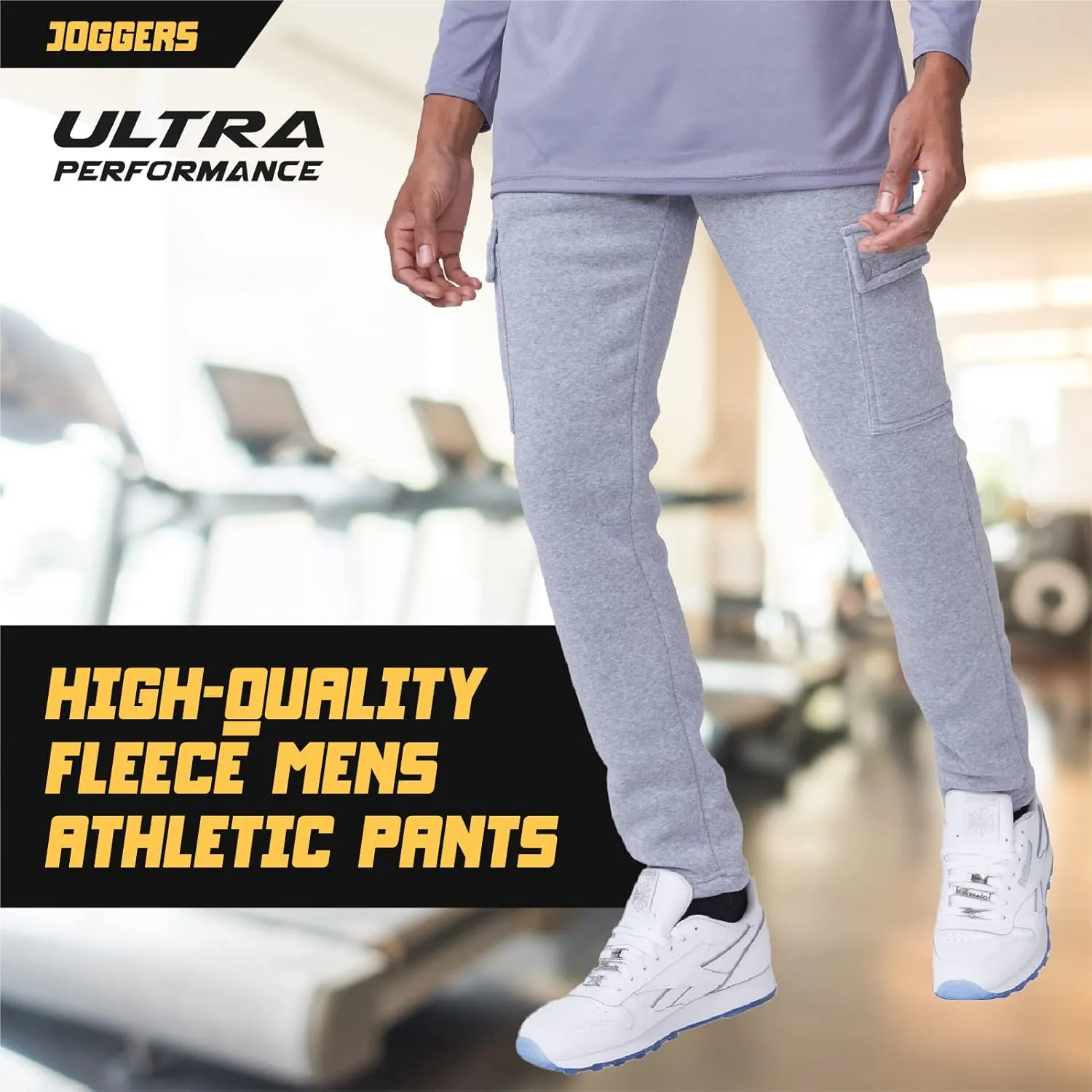 Ultra Performance 3 Pack Mens Open Bottom Sweatpants with Pockets, Casual Sweatpants for Men