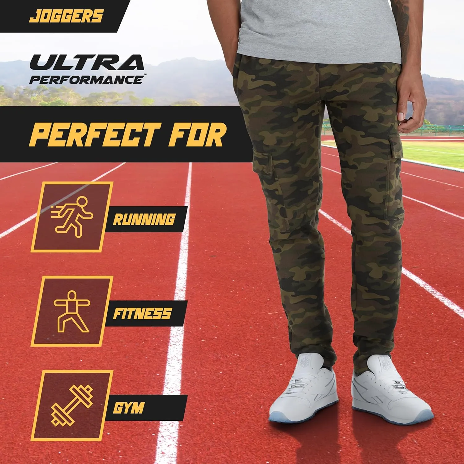 Ultra Performance 3 Pack Mens Open Bottom Sweatpants with Pockets, Casual Sweatpants for Men