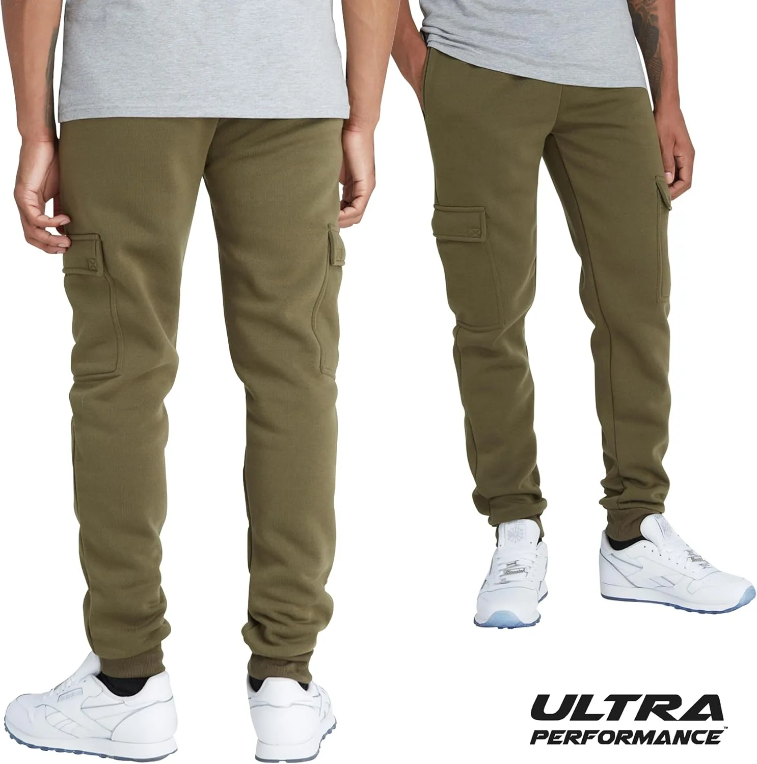 Ultra Performance 3 Pack Mens Sweatpants, Fleece Cargo Joggers for Men with Pockets