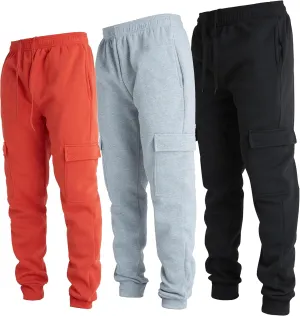 Ultra Performance 3 Pack Mens Sweatpants, Fleece Cargo Joggers for Men with Pockets