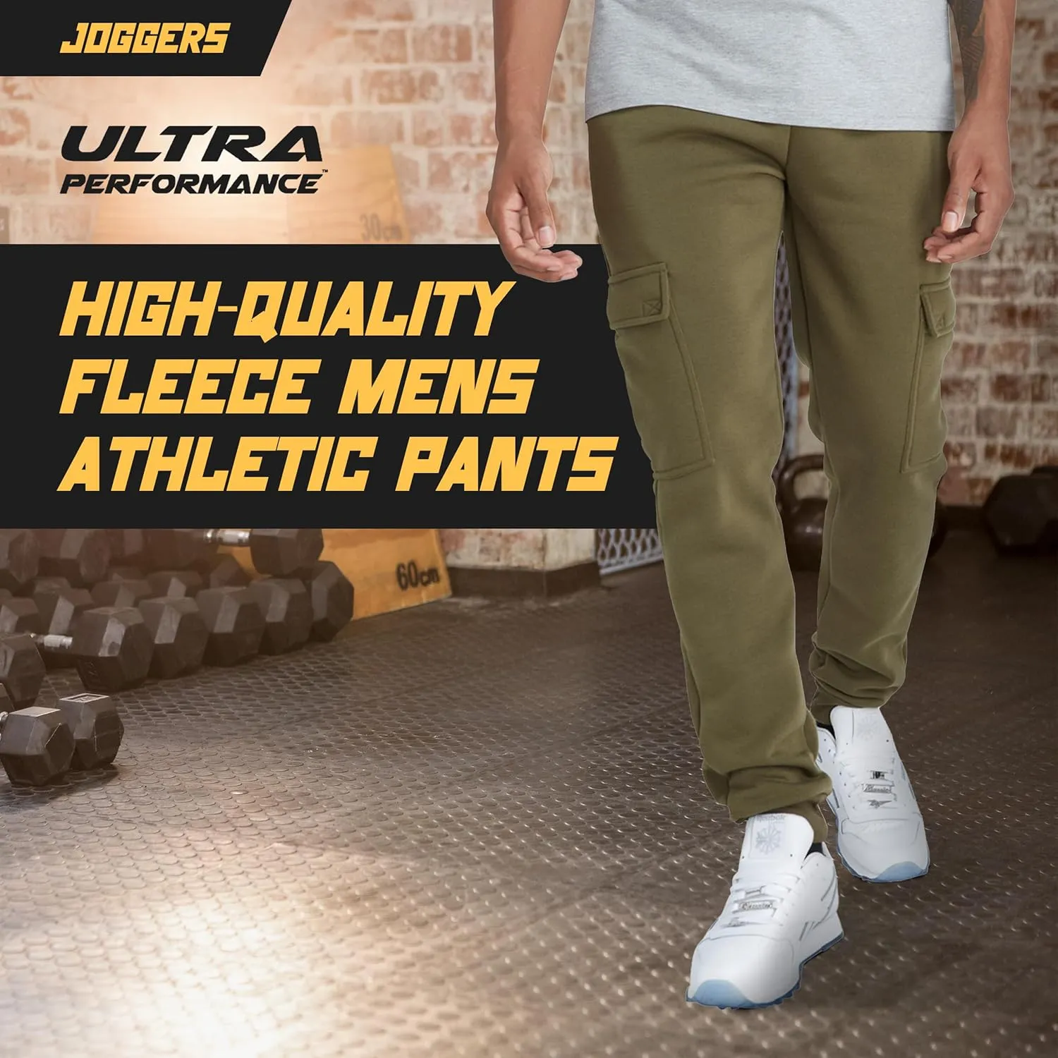 Ultra Performance 3 Pack Mens Sweatpants, Fleece Cargo Joggers for Men with Pockets