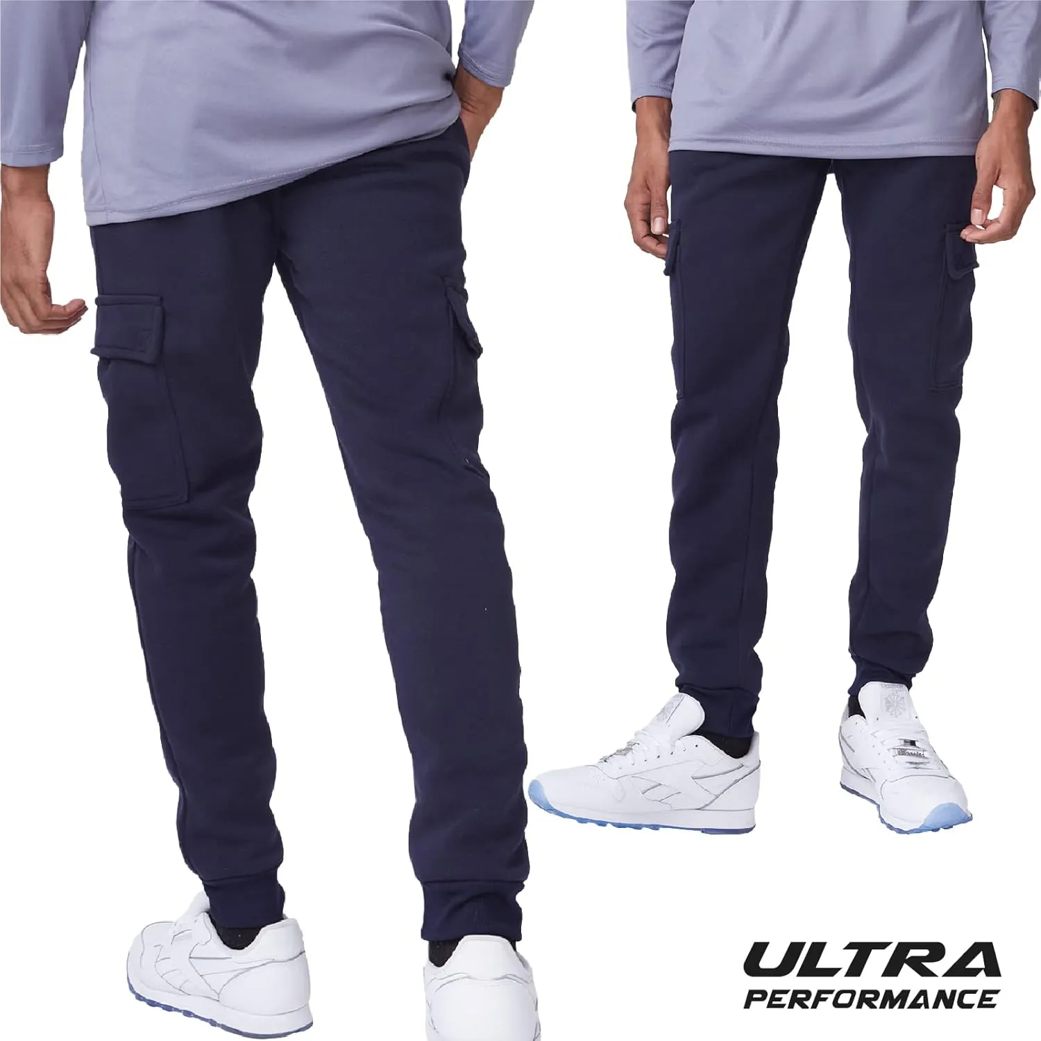 Ultra Performance 3 Pack Mens Sweatpants, Fleece Cargo Joggers for Men with Pockets