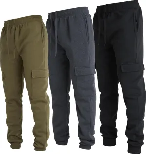 Ultra Performance 3 Pack Mens Sweatpants, Fleece Cargo Joggers for Men with Pockets