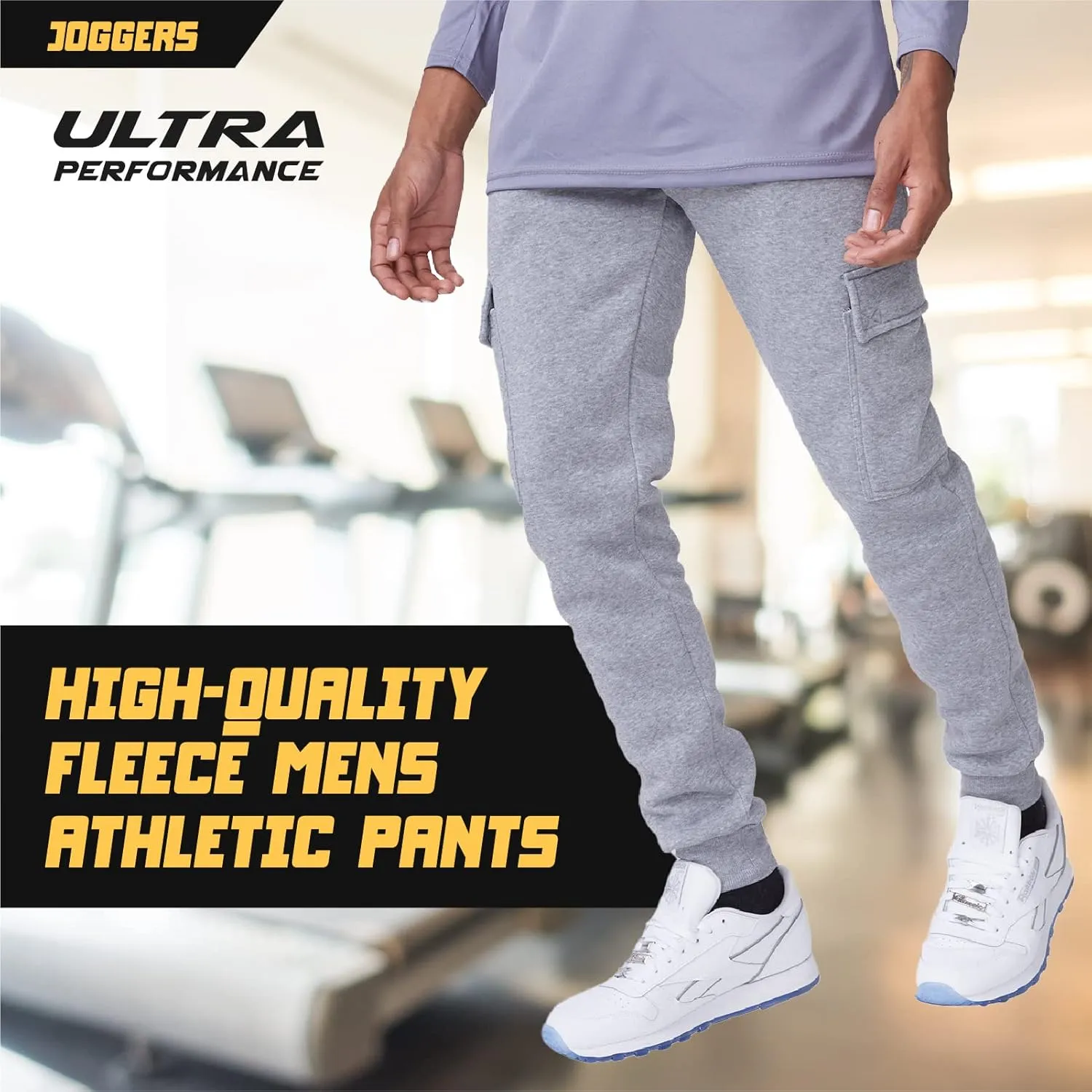 Ultra Performance 3 Pack Mens Sweatpants, Fleece Cargo Joggers for Men with Pockets