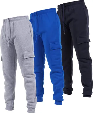 Ultra Performance 3 Pack Mens Sweatpants, Fleece Cargo Joggers for Men with Pockets