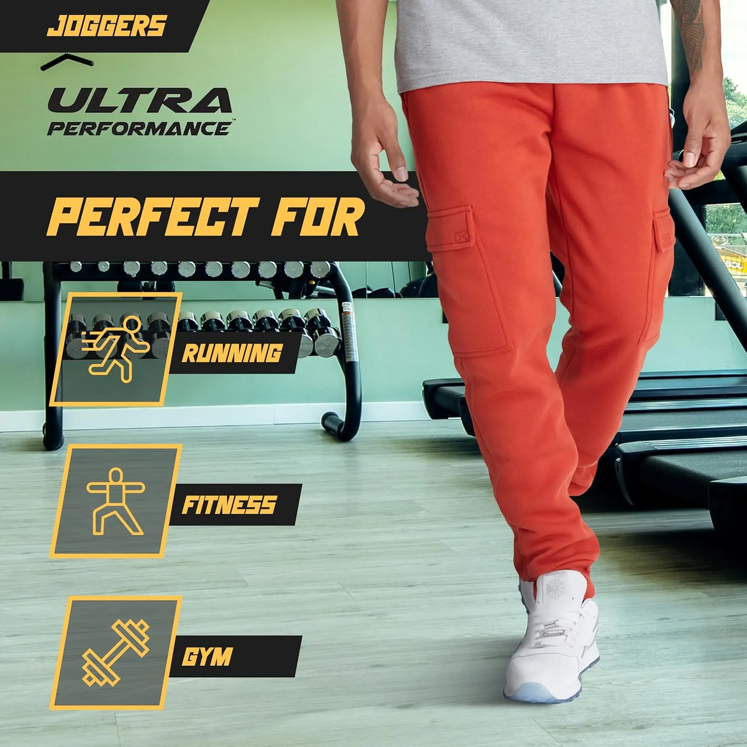 Ultra Performance 3 Pack Mens Sweatpants, Fleece Cargo Joggers for Men with Pockets