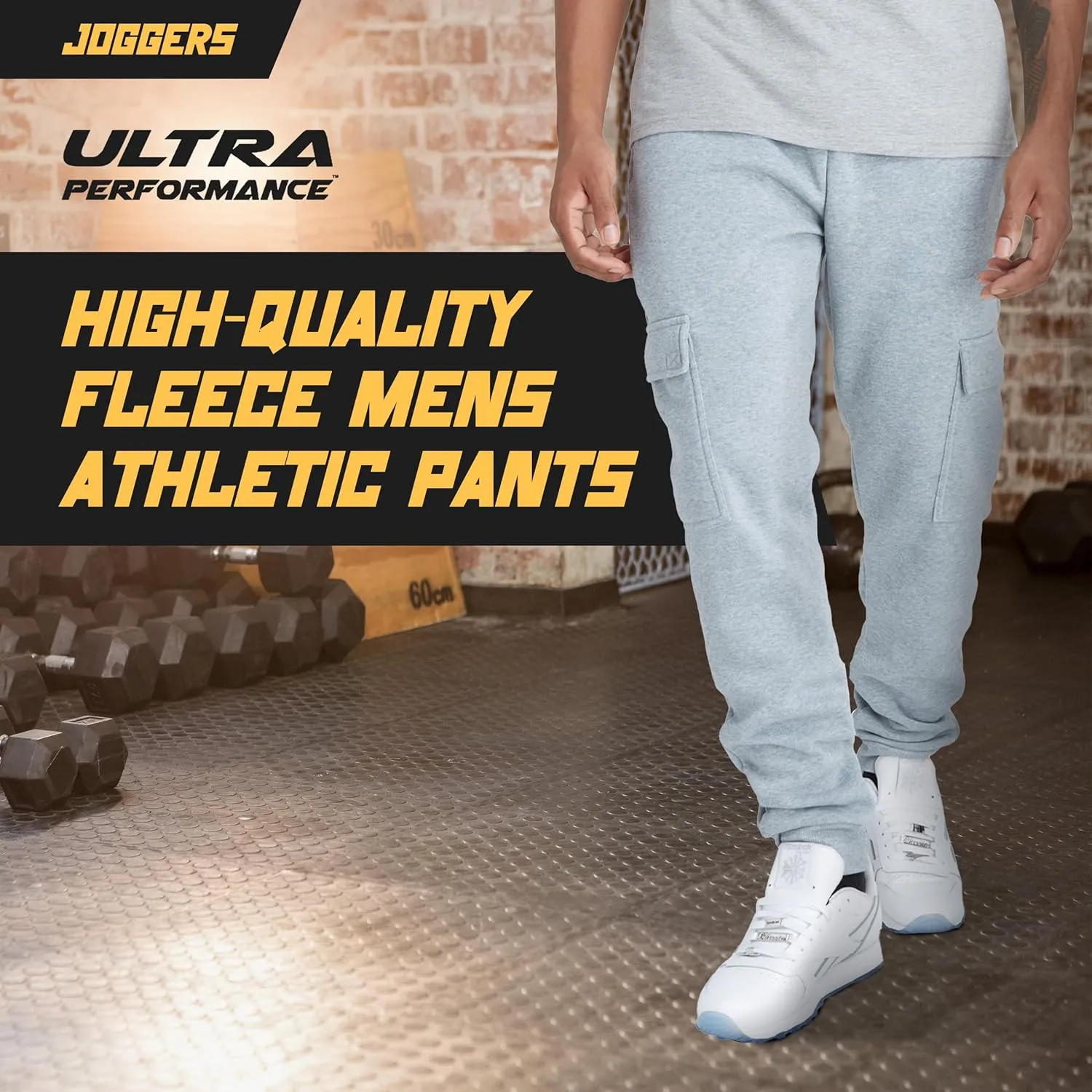 Ultra Performance 3 Pack Mens Sweatpants, Fleece Cargo Joggers for Men with Pockets