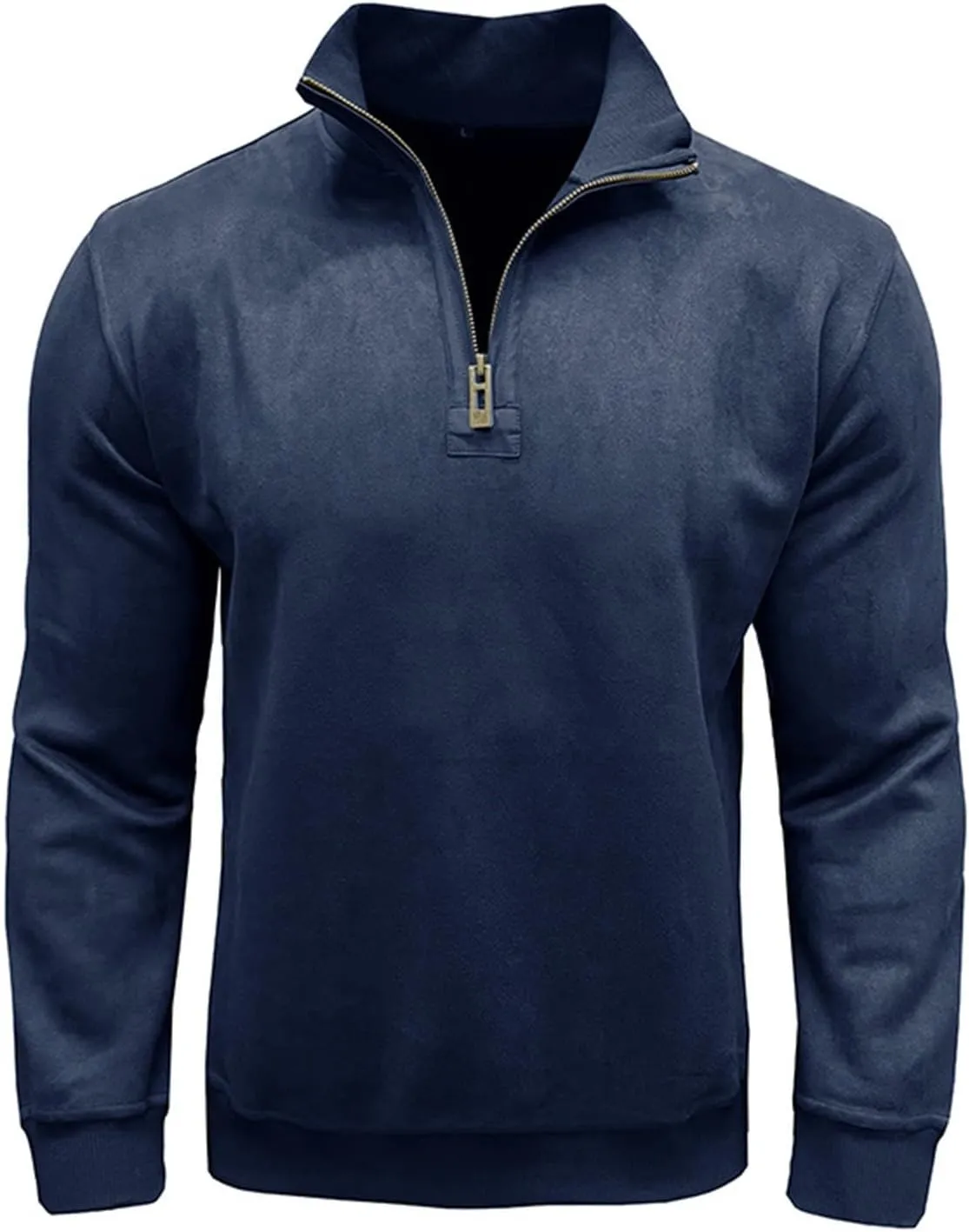Velvet Sweatshirt Men Advantage Performance Mock Neck Thermal Long-Sleeve Quarter Zip Velour Sweaters Pullover Tops