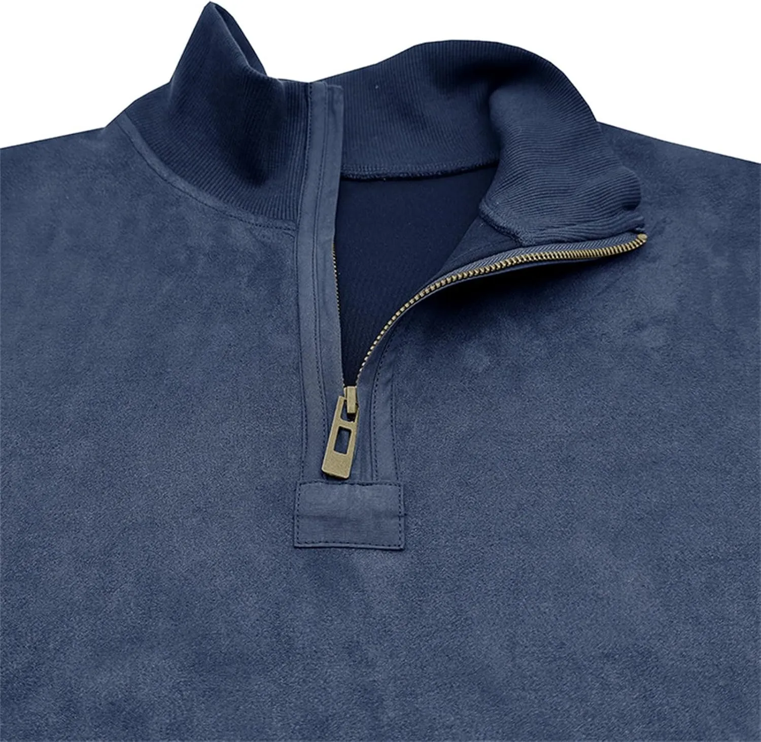 Velvet Sweatshirt Men Advantage Performance Mock Neck Thermal Long-Sleeve Quarter Zip Velour Sweaters Pullover Tops