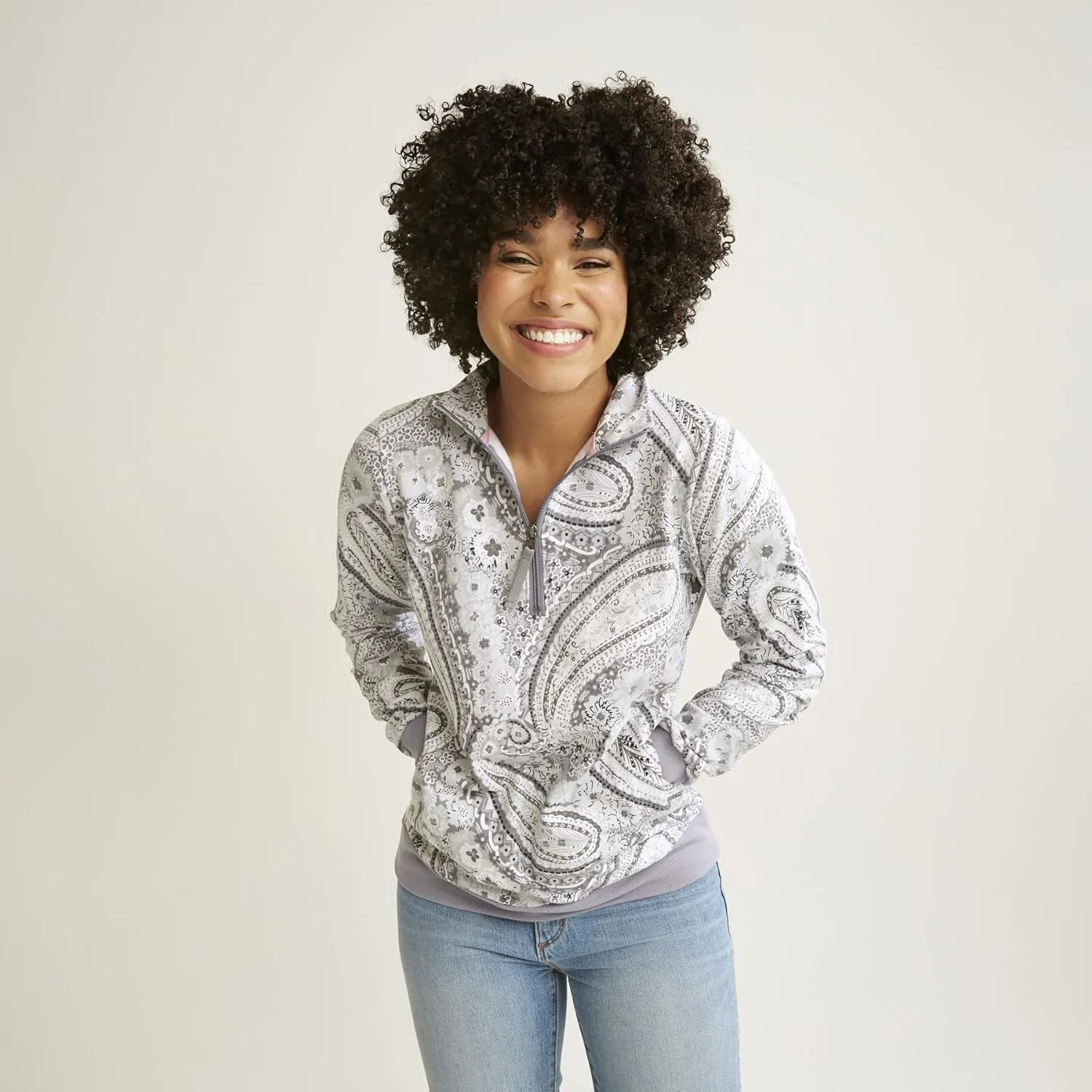 Vera Bradley Women's French Terry Quarter-Zip Sweatshirt with Pockets (Extended Size Range)