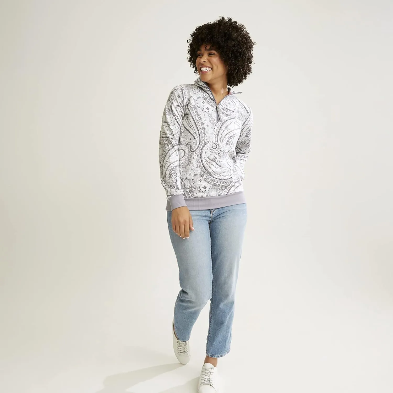 Vera Bradley Women's French Terry Quarter-Zip Sweatshirt with Pockets (Extended Size Range)