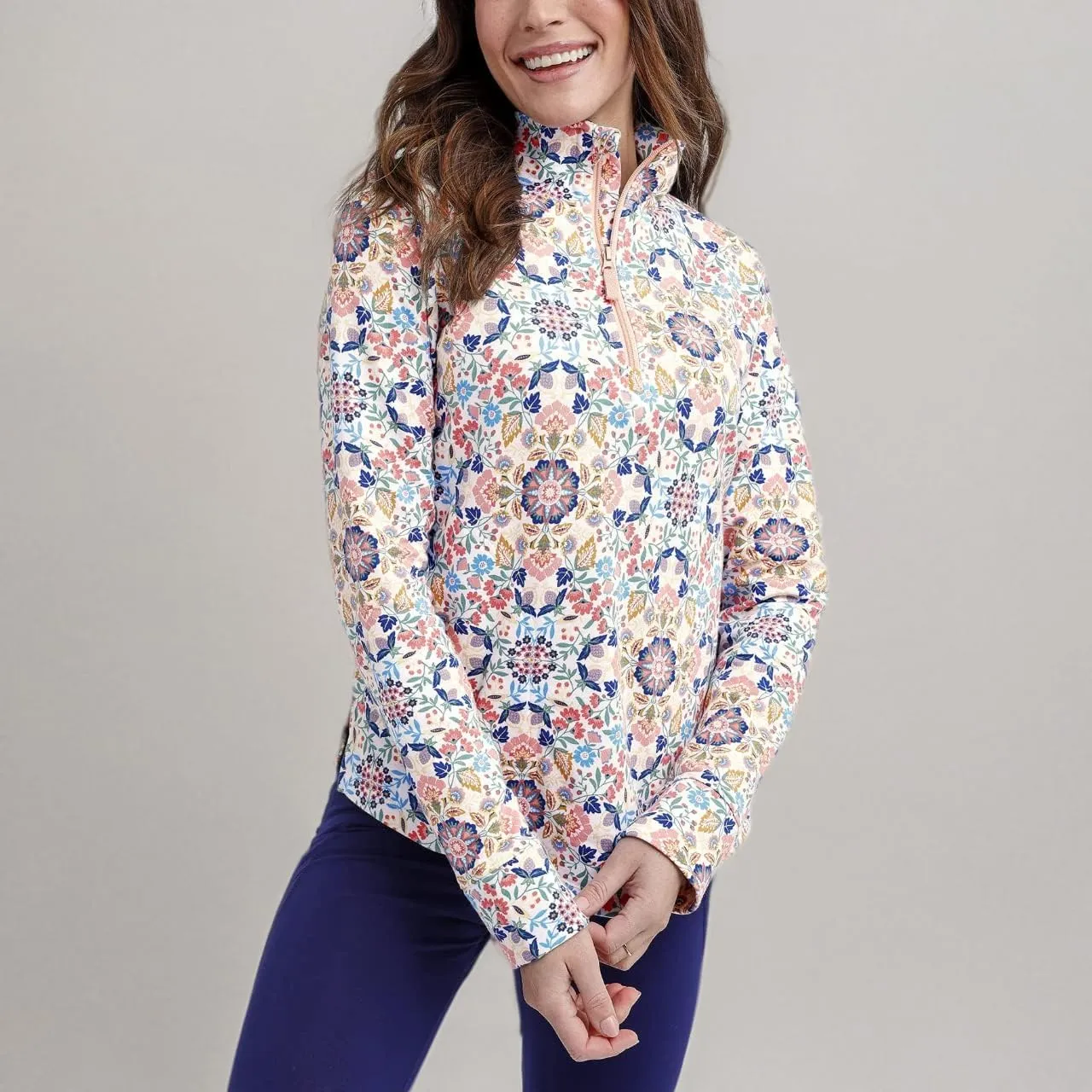 Vera Bradley Women's French Terry Quarter-Zip Sweatshirt with Pockets (Extended Size Range)