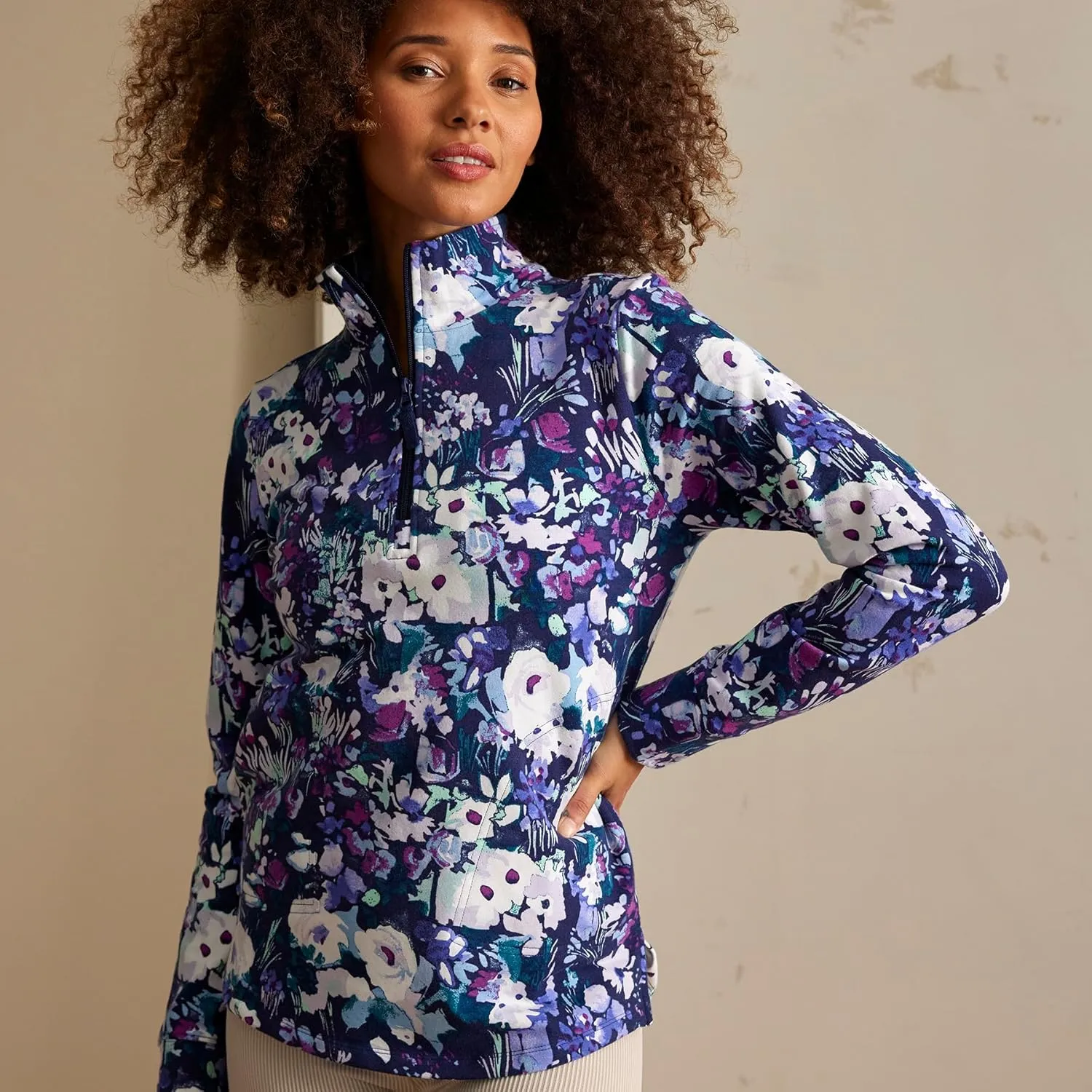 Vera Bradley Women's French Terry Quarter-Zip Sweatshirt with Pockets (Extended Size Range)