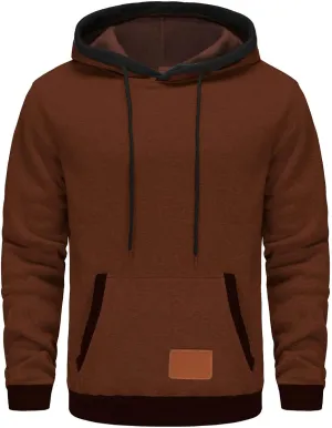 Wankang Mens Athletic Pullover Hoodies Color Block Long Sleeve Hooded Sweatshirts Casual Drawstring Tops with Kanga Pocket