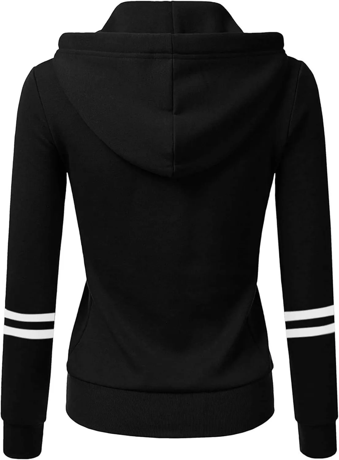 Wankang Women's Striped Color Block Hoodies Long Sleeve Hooded Sweatshirts Zip Up Jacket Pullover Top with Pockets Plus Size